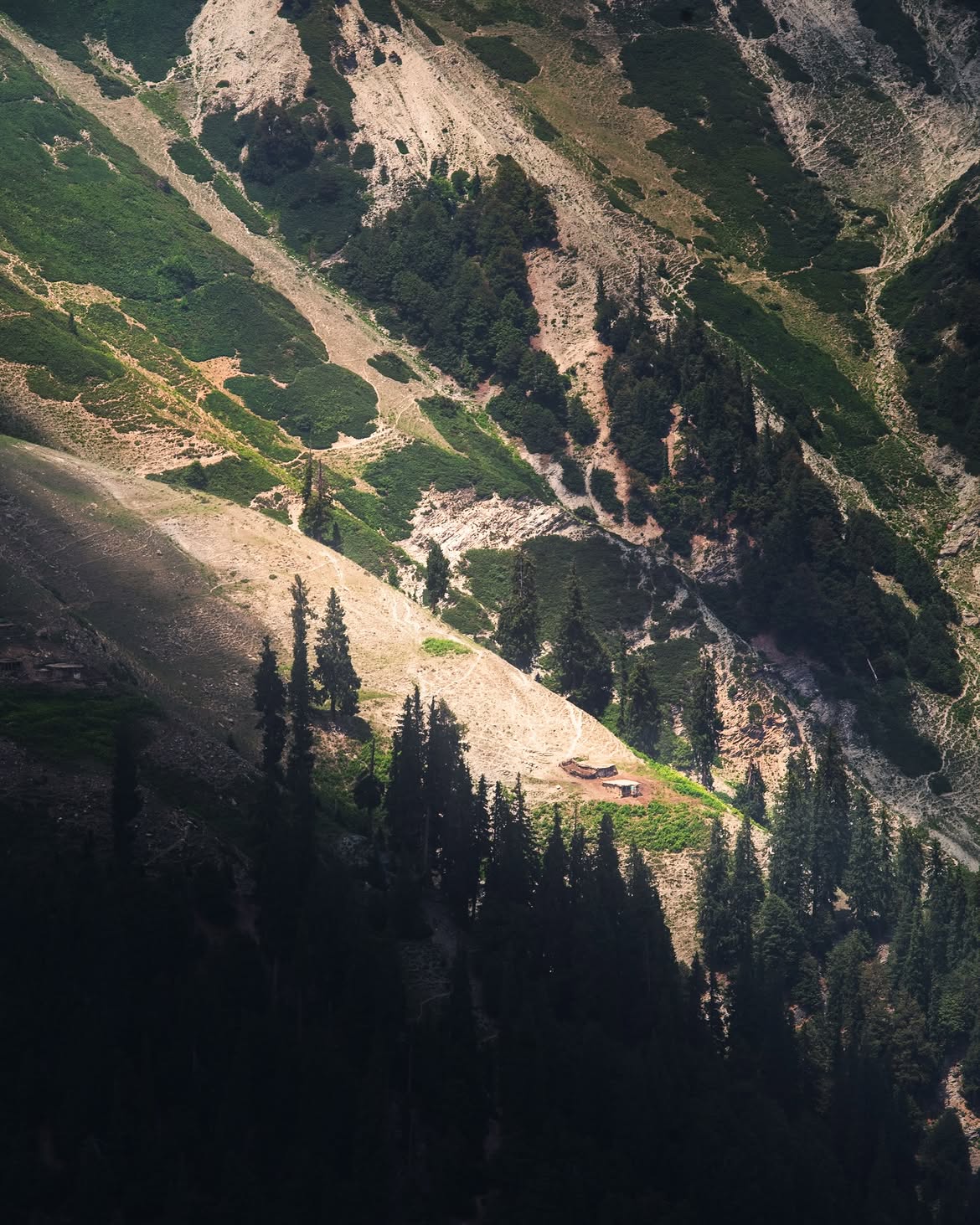 Aerial view of Kalam mountain slopes