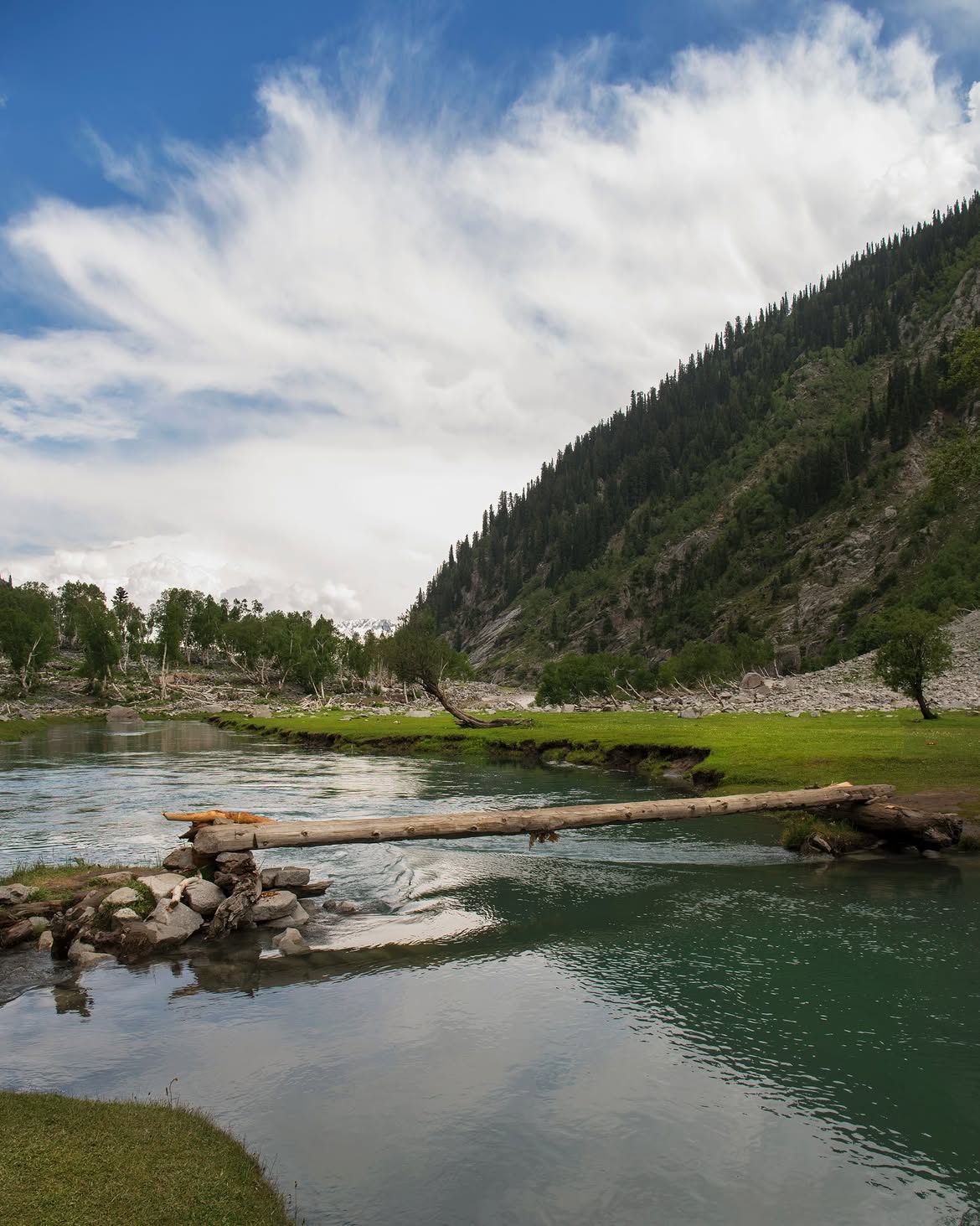 Wooden bridge over Kalam river